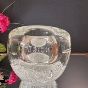 Baccarat France Crystal Candle Holder Vintage‎ Round Bubble Design Pressed Glass